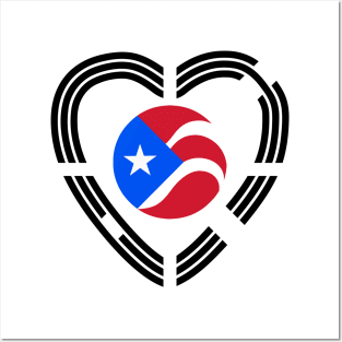 Puerto Rican Korean Multinational Patriot Flag Series (Heart) Posters and Art